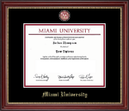 Miami University diploma frame - Brass Masterpiece Medallion Diploma Frame in Kensington Gold