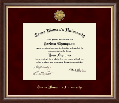 Texas Woman's University diploma frame - Gold Engraved Medallion Diploma Frame in Hampshire