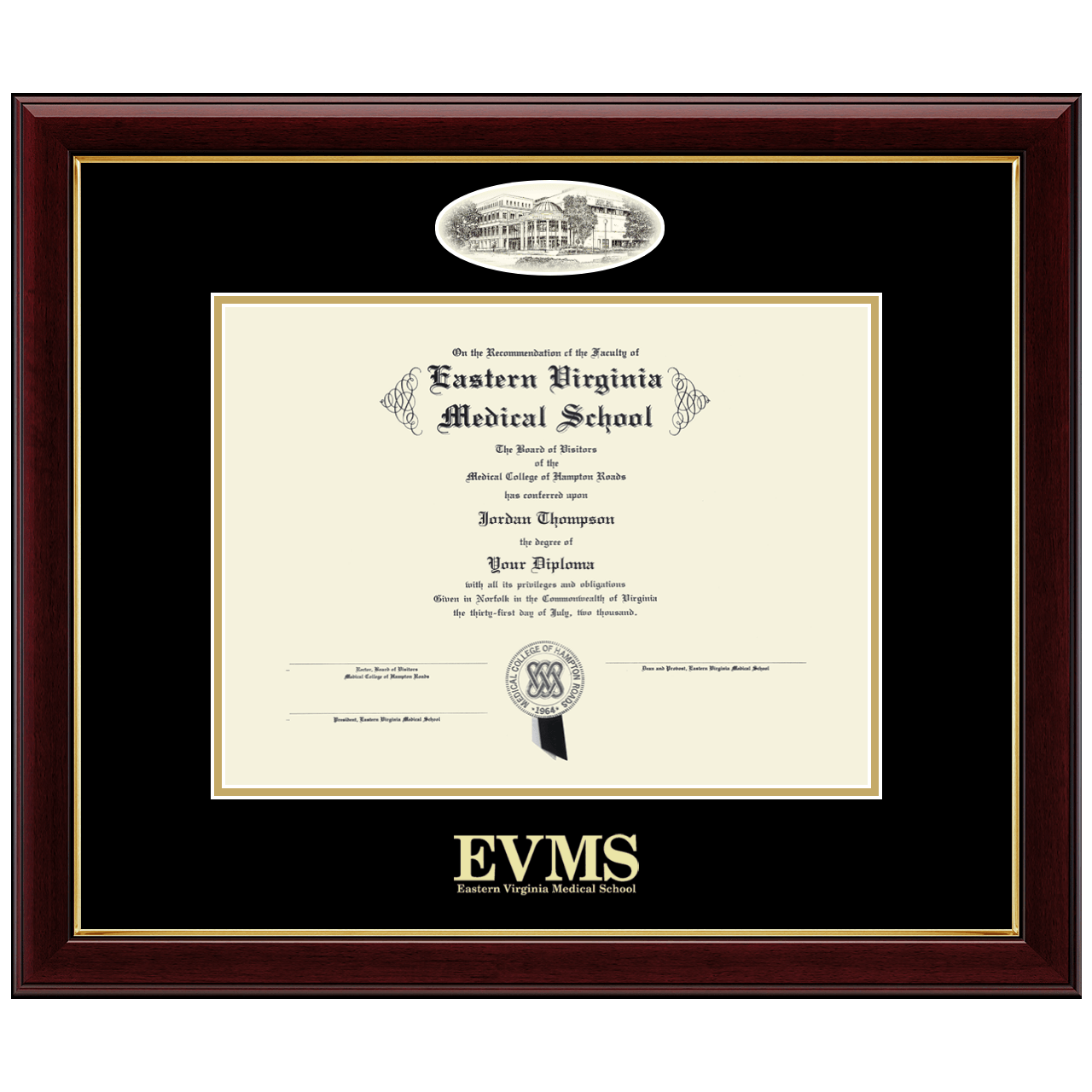 Campus Cameo Diploma Frame in Gallery Eastern Virginia Medical School