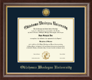 Oklahoma Wesleyan University Gold Engraved Medallion Diploma Frame in Hampshire