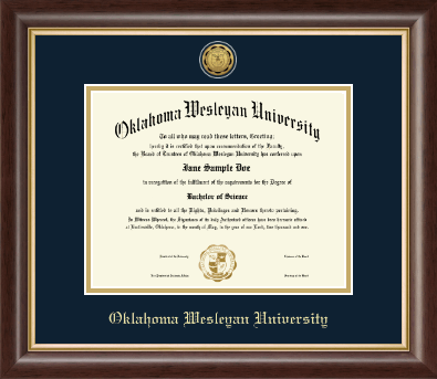Oklahoma Wesleyan University diploma frame - Gold Engraved Medallion Diploma Frame in Hampshire