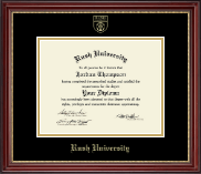 Rush University Gold Embossed Diploma Frame in Kensington Gold