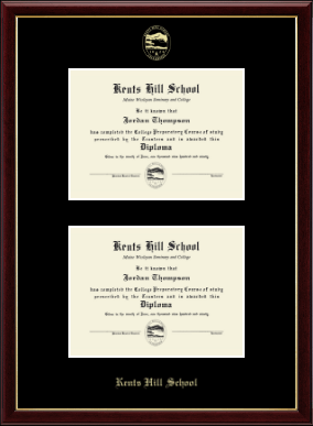 Kents Hill School diploma frame - Gold Embossed Double Diploma Frame in Galleria