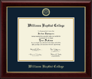 Williams Baptist College Gold Embossed Diploma Frame in Gallery