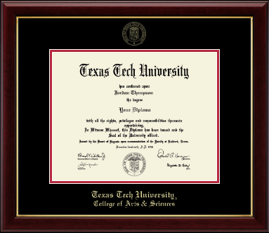 Texas Tech University diploma frame - Gold Embossed Diploma Frame in Gallery