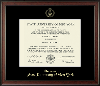 State University of New York at Oswego diploma frame - Gold Embossed Diploma Frame in Studio