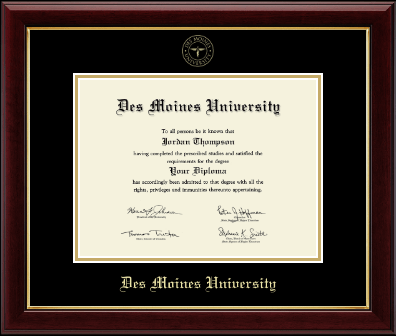 Des Moines University diploma frame - Gold Embossed Diploma Frame in Gallery