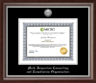 Mold Inspection Consulting and Remediation Organization certificate frame - Silver Engraved Medallion Certificate Frame in Devonshire