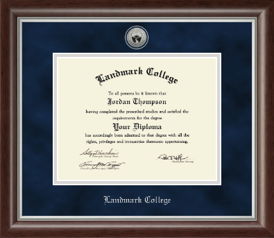 Landmark College diploma frame - Silver Engraved Medallion Diploma Frame in Devonshire