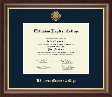Williams Baptist College diploma frame - Gold Engraved Medallion Diploma Frame in Hampshire