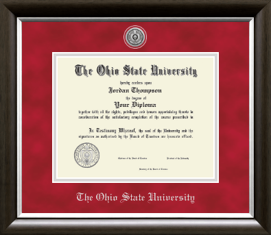 The Ohio State University diploma frame - Silver Engraved Medallion Diploma Frame in Devonshire