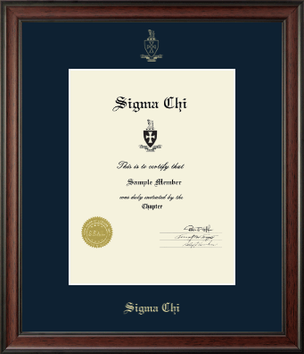Sigma Chi Fraternity certificate frame - Gold Embossed Certificate Frame in Studio