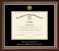 National Registry of Emergency Medical Technicians Gold Engraved Medallion Certificate Frame in Hampshire