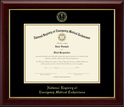 National Registry of Emergency Medical Technicians certificate frame - Gold Embossed Certificate Frame in Gallery