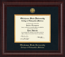 Oklahoma State University College of Osteopathic Medicine Presidential Gold Engraved Diploma Frame in Premier