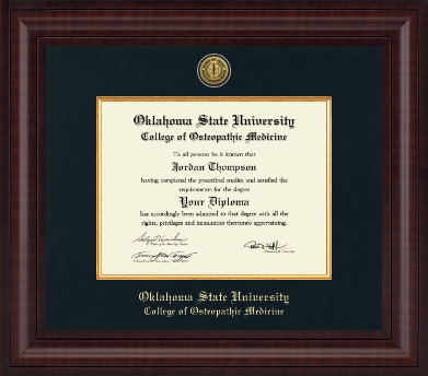 Oklahoma State University College of Osteopathic Medicine diploma frame - Presidential Gold Engraved Diploma Frame in Premier