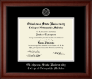 Oklahoma State University College of Osteopathic Medicine Silver Embossed Diploma Frame in Cambridge