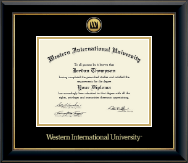 Western International University Gold Engraved Medallion Diploma Frame in Onyx Gold