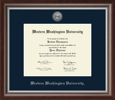 Western Washington University diploma frame - Silver Engraved Medallion Diploma Frame in Devonshire