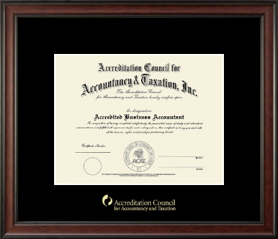 Accreditation Council for Accountancy and Taxation certificate frame - Gold Embossed Certificate Frame in Studio