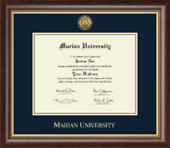 Marian University in Wisconsin diploma frame - Gold Engraved Medallion Diploma Frame in Hampshire