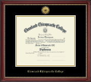 Cleveland Chiropractic College diploma frame - Gold Engraved Medallion Diploma Frame in Kensington Gold