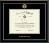 Benedict College Gold Engraved Medallion Diploma Frame in Onyx Gold