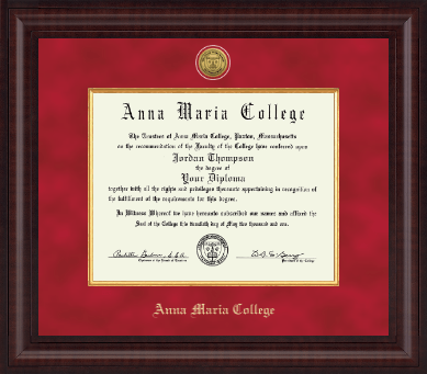 Anna Maria College diploma frame - Presidential Gold Engraved Diploma Frame in Premier
