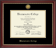 Westminster College in Missouri Gold Engraved Diploma Frame in Kensington Gold