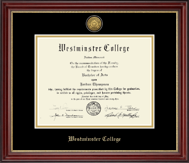Westminster College in Missouri diploma frame - Gold Engraved Diploma Frame in Kensington Gold