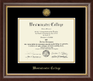 Westminster College in Missouri Gold Engraved Diploma Frame in Hampshire
