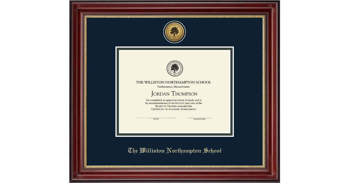 The Williston Northampton School Diploma Frames Church Hill Classics