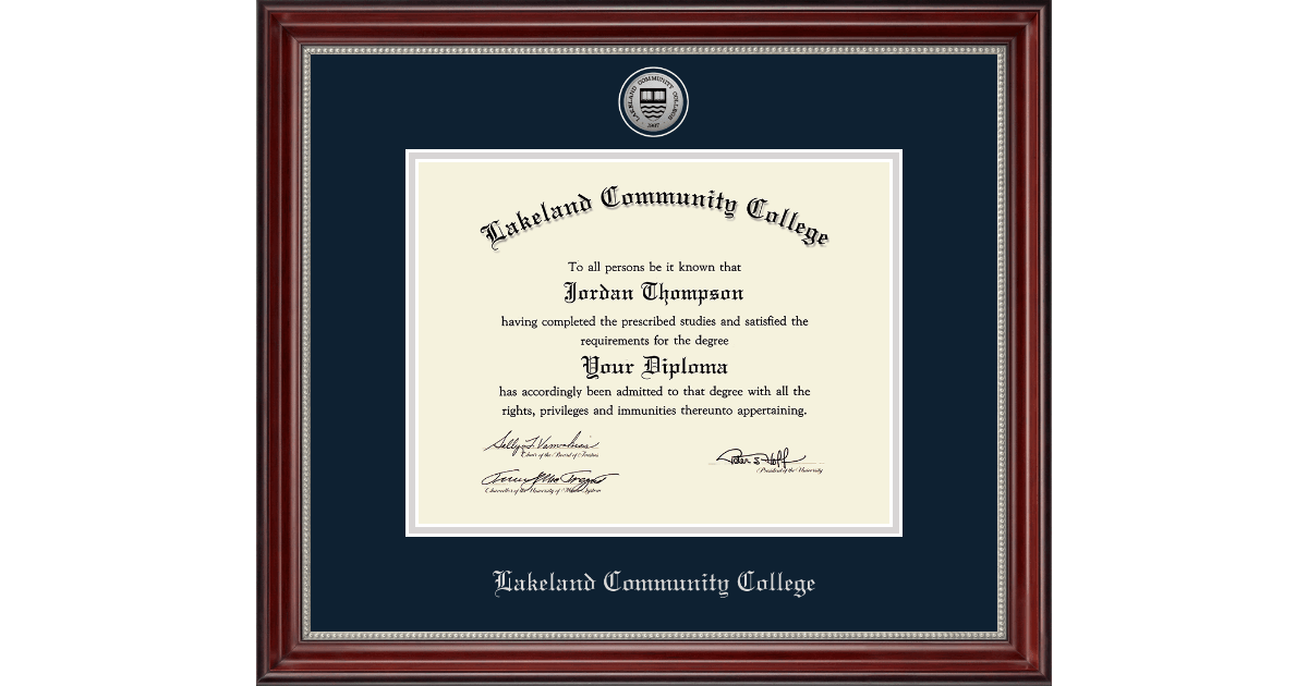 Silver Engraved Diploma Frame in Kensington Silver Lakeland Community