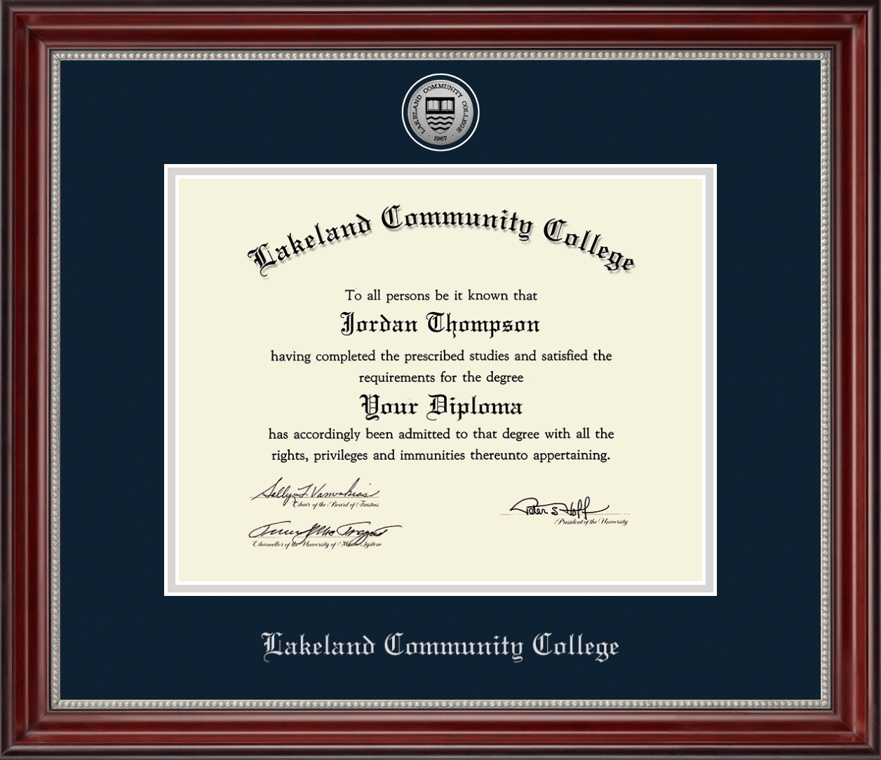 Lakeland Community College Silver Engraved Diploma Frame in Kensington