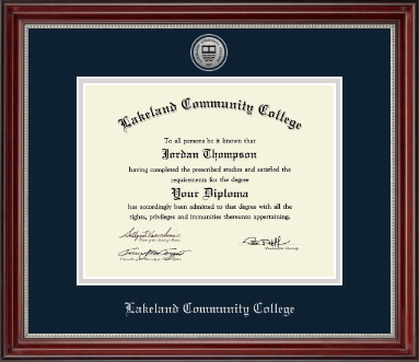 Lakeland Community College diploma frame - Silver Engraved Diploma Frame in Kensington Silver