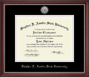 Stephen F. Austin State University diploma frame - Silver Engraved Medallion Diploma Frame in Kensington Silver