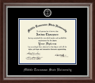 Middle Tennessee State University Silver Embossed Diploma Frame in Devonshire
