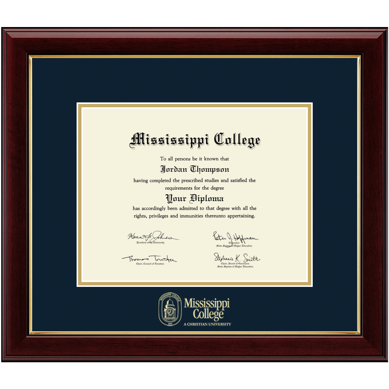 Gold Embossed Diploma Frame in Gallery Mississippi College Item 208485