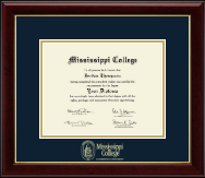 Mississippi College Gold Embossed Diploma Frame in Gallery
