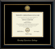 Trinity Christian College diploma frame - Gold Engraved Diploma Frame in Onyx Gold