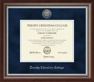 Trinity Christian College diploma frame - Silver Engraved Diploma Frame in Devonshire