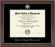 Palmer College of Chiropractic Iowa Silver Engraved Medallion Diploma Frame in Chateau