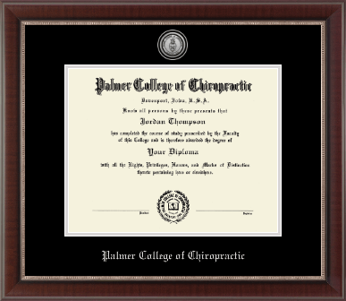 Palmer College of Chiropractic Iowa diploma frame - Silver Engraved Medallion Diploma Frame in Chateau