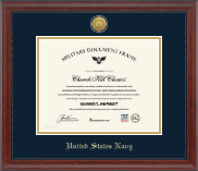 United States Navy certificate frame - Gold Engraved Medallion Certificate Frame in Signature