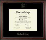 Kaplan College Gold Embossed Diploma Frame in Studio