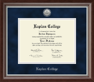 Kaplan College Silver Engraved Medallion Diploma Frame in Devonshire