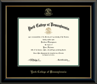 York College of Pennsylvania diploma frame - Gold Embossed Diploma Frame in Onyx Gold
