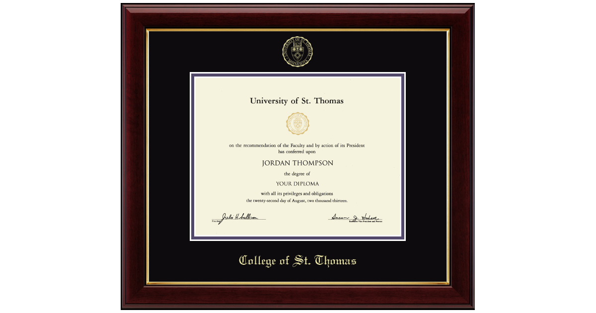 Gold Embossed Diploma Frame in Gallery University of St. Thomas Item