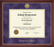 Kenyon College Gold Engraved Medallion Diploma Frame in Kensington Gold