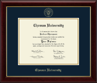 Chowan University Gold Embossed Diploma Frame in Gallery